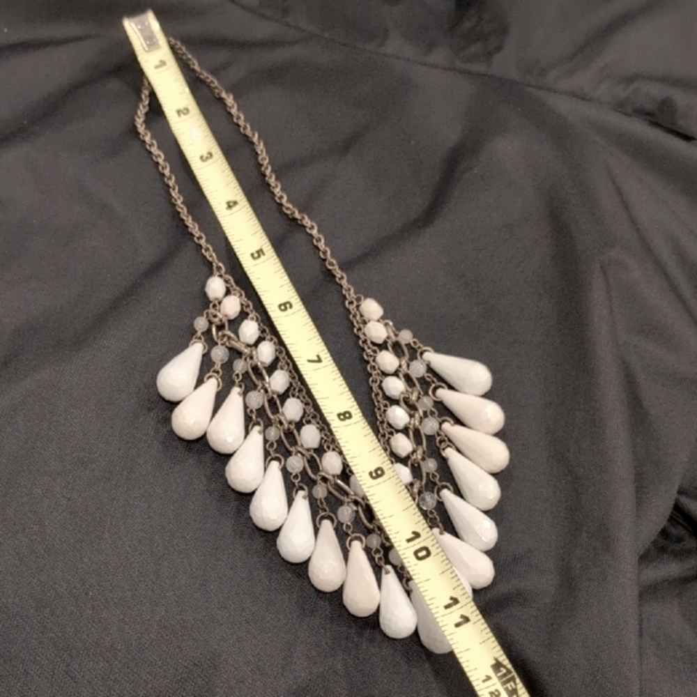 Vintage Milk Glass Moonstone Brass Necklace - Picture 6 of 6